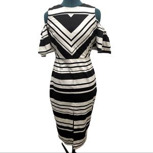 ASOS DESIGN | black and white striped dress | high neckline w/ cold shoulder